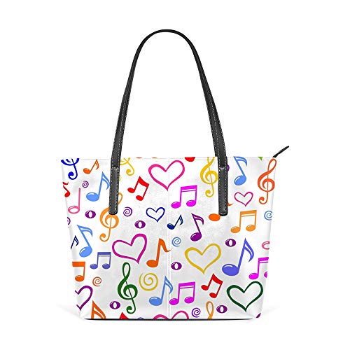 Shoulder Bag For Women Tote Bags Leather Shopper Bag Large Work Music Notes Colorful Handbags Casual Bag #TOP19
