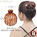RC ROCHE ORNAMENT 6 Pcs Womens Shell Dome Round Circle Stylish Fashion Plastic Strong Grip Hinge Side Slide Bun Maker Clips Girls Beauty Accessory Hair Clip, Medium Brown
