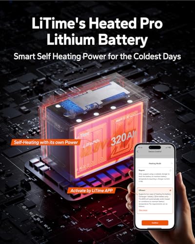 Image of LiTime 12V 320Ah Mini Self-Heating LiFePO4 Battery for RV Solar - 2Pack