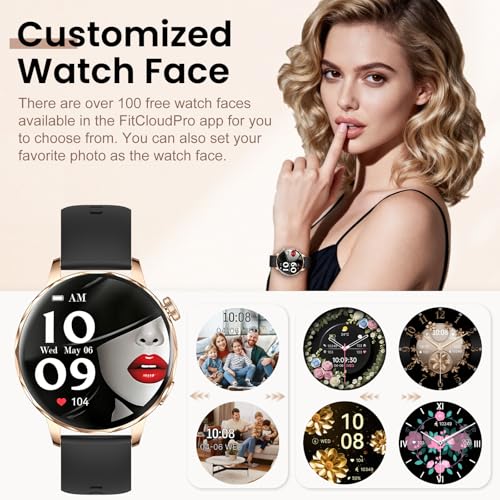 Image of Smart Watches for Women, 1.27'' Smart Watch (Answer /Make Calls) Compatible with iPhone /Android Phones, IP68 Waterproof Fitness Tracker Watch with Sleep Monitor,100+ Sports Modes (Black)
