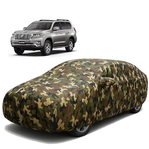 Image of Sulfar 100% Waterproof Car Body Cover Compatible with Mirror for Toyota Land Cruiser Prado with Long Lasting Durable Material (Triple Stitched, Full Bottom Elastic, Camouflage Army)