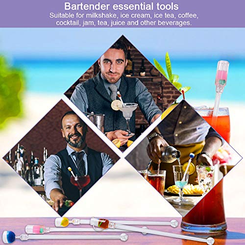 XAVSWRDE 10 STKS Cocktail Roerders Swizzle Sticks Muddler Tropische Chic Cocktail Mixer Roeren Sticks Acryl Kleurrijke… - Afbeelding 4