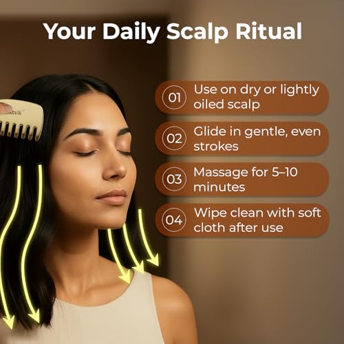 Image of Pure Kansa Comb - Ayurvedic Bronze Scalp Massage Tool for Relaxation, Improved Circulation & Root Stimulation | Handcrafted Natural Comb for Healthy-Looking Hair & Scalp Wellness