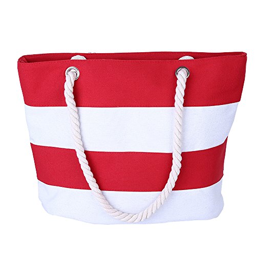 AIYoo Large Beach Travel Tote Bag Canvas Shoulder Bag with Inner Zipper Pocket and Rope Handle for Travel,Shopping Women's Canvas Shoulder Hand Bag Tote Bag
