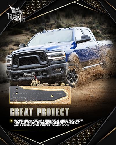 Image of RENO Ram Mud Flaps, Driver & Passenger Sides Splash Guards Heavy Duty Vehicle Sediment Protection Compatible with 2019+ Ram 1500 2500 3500 SRW Truck Model (Front + Rear, 4pcs)