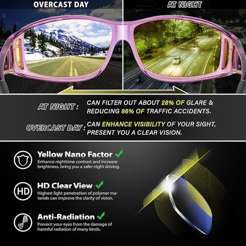 Image of URUMQI Night Vision Driving Glasses Fit Over Eyeglasses for Men Women