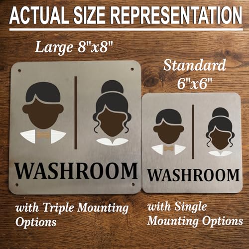 Image of MALE-FEMALE, HE-SHE, Washroom Sign, 8x8 Inch, Durable Steel, Dual Mount