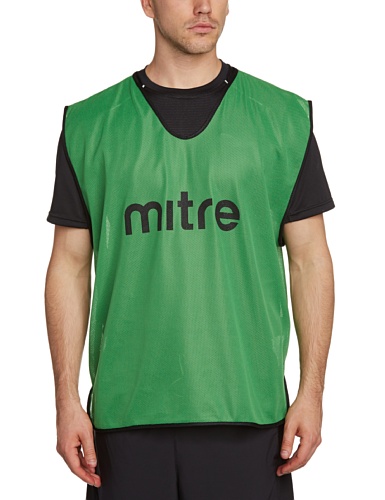 Mitre Pro Peto de entrenamiento de fútbol para adultos, ligero, multideporte, malla transpirable, talla adulta, verde/negro