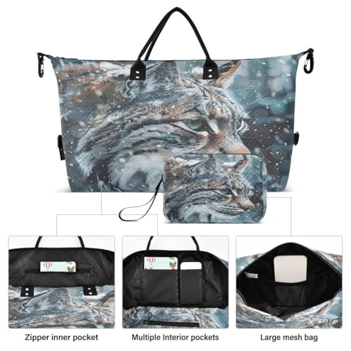 Tiger Winter Oil Painting Travel Duffle Bag Gym Bag Weekender Bags with Toiletry Bag Travel Trip Tote Bag2