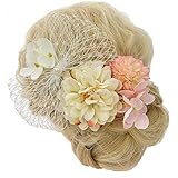 【JZOON 髪飾り】メッシュリボン 着物 和装 高級造花 振袖 七五三 浴衣 結婚式 成人式 卒業式 袴 子供 Uピン ピンク