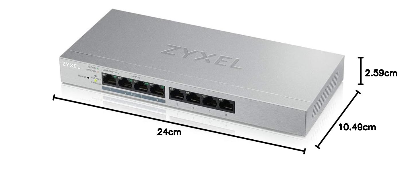 Zyxel GS1200-8HP Commutateur PoE Gigabit Ethernet à 8 Ports avec Budget 60 W