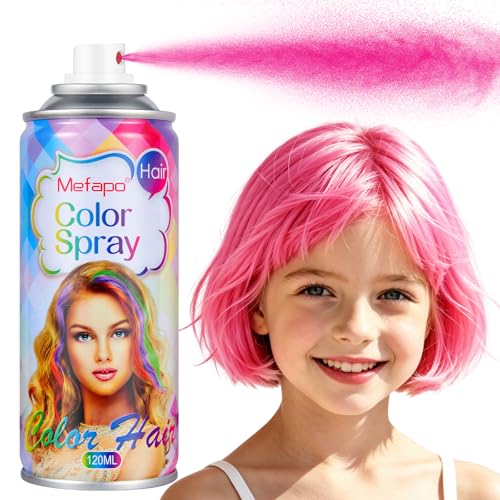 Acomler Pink Hair Spray Temporary Hair Color Spray for Kids Women Men One-Day Hair Color Wax Washable Temporary Hair Dye for Cosplay Party Christmas Halloween Crazy Hair Day (Pink 4.06oz)