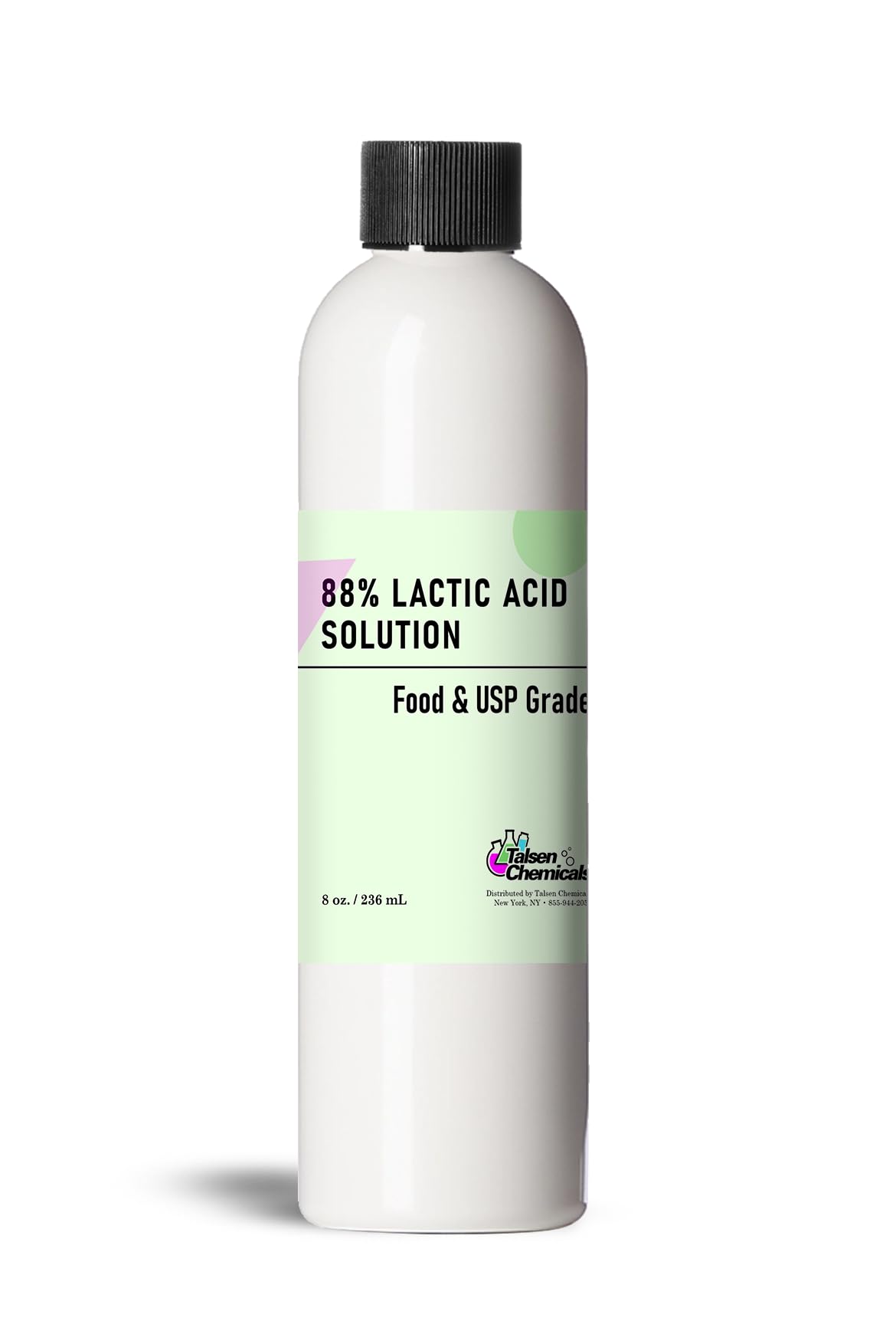88% Lactic Acid (8 Ounce / 236 mL), Lactic Acid 88% Solution GMO-Free, Food and Beverage Additive and Preservative AHA for Exfoliation, Skin Care, and DIY Formulations Talsen Chemicals