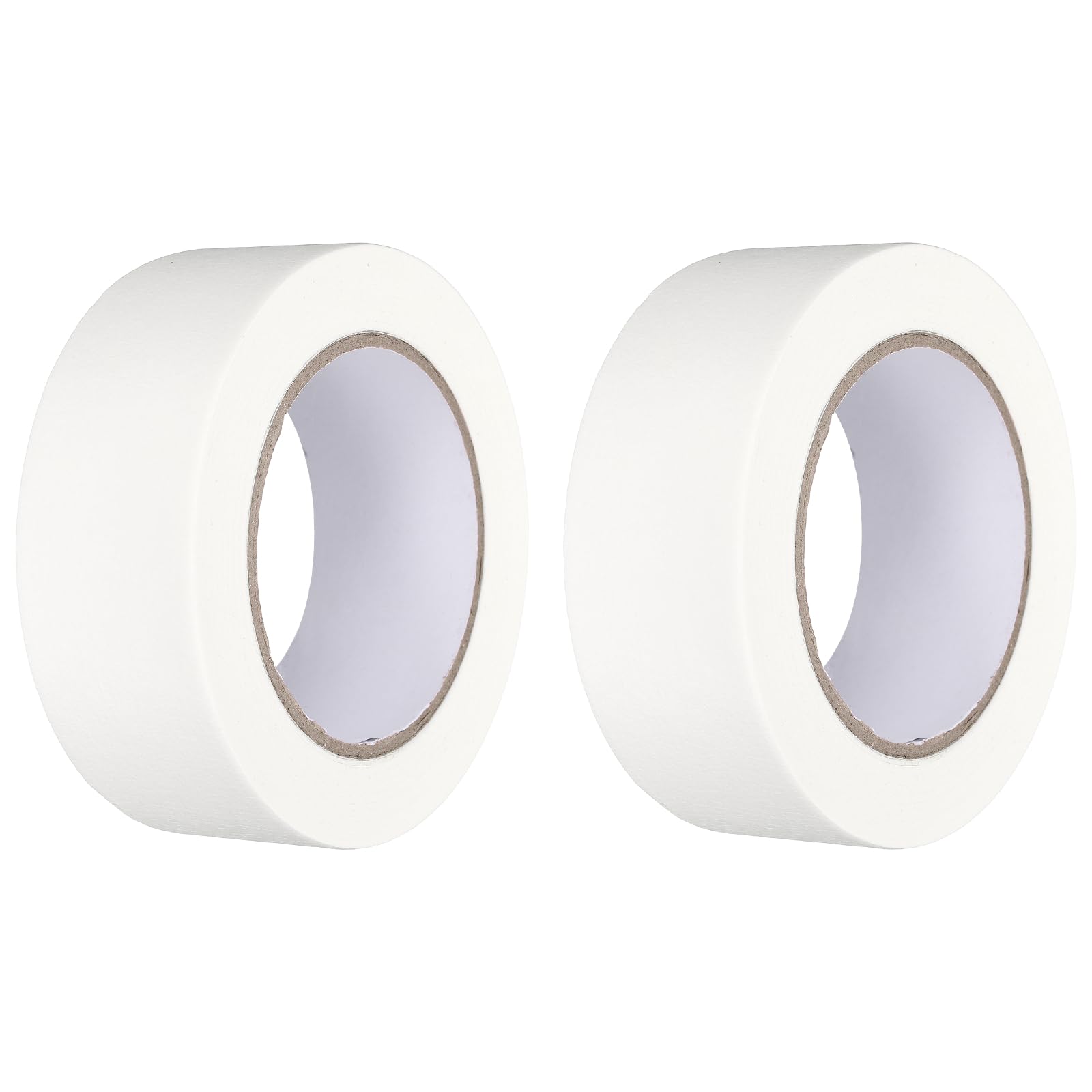 sourcing map 2pcs 40mm x 50 m Colored Masking Tape Universal Crepe Paper Colorful Masking Painter Tape for Art Drawing DIY Handcraft Labeling Sealing, White