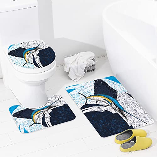 Badematte Badvorleger Set 3-tlg. Teppich, Dschungel 3D Render digitale tropische Blätter Monstera Palm Green Origami… – Bild 4