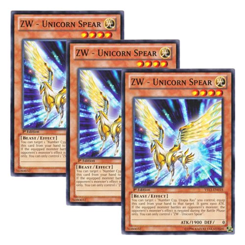 YU-GI-OH! š 3 Pieces Set š English Version YS13-EN018 ZW - Unicorn Spear ZW - Single Prisoner Spear (Normal) 1st Edition