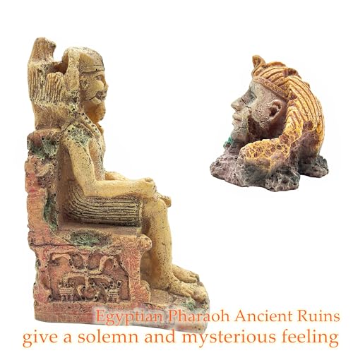 Image of M2cbridge Aquarium Decor Castle Shipwreck Ornament Underwater Landscape(Egyptian Pharaohs)
