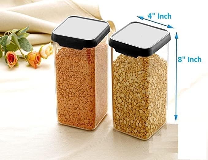 Image of TEKCOOL Air Tight Kitchen Containers Set (Pack of 8, 1500 ML) for Storage Pulses, Cereals, Grains, Dry Fruits, Pantry Organization and More, Food Grade, BPA Free, Stackable, Transparent:, Plastic
