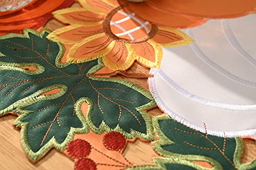 Thanksgiving Table Runner Embroidery Cutout Pumpkin Fall Table Runners Kitchen Decor Party Table Decorations 16x72 inch - Image 3