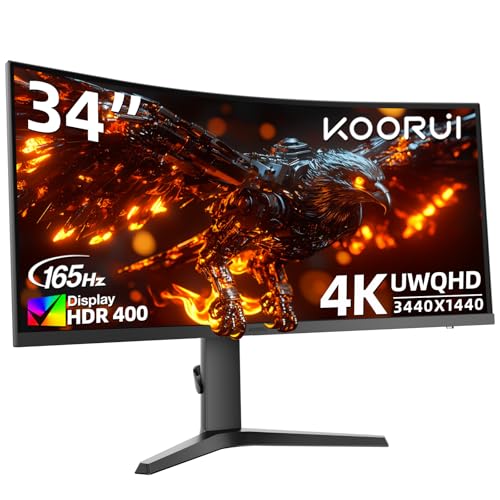 [最終値下げ]KOORUI 34インチ　165hz 1000R 34E6UC Amazon.com: KOORUI 34-inch Ultrawide Curved WQHD 3440×1440