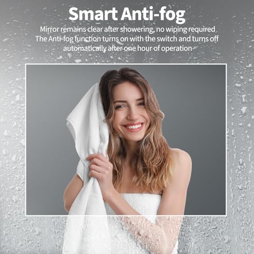 Image of Koonmi 32x24 LED Bathroom Mirror, Backlit + Front Lit, LED Bathroom Mirror with Lights for Wall, 3 Colors, Anti-Fog, Dimmable Brightness, Memory Function, Tempered Glass