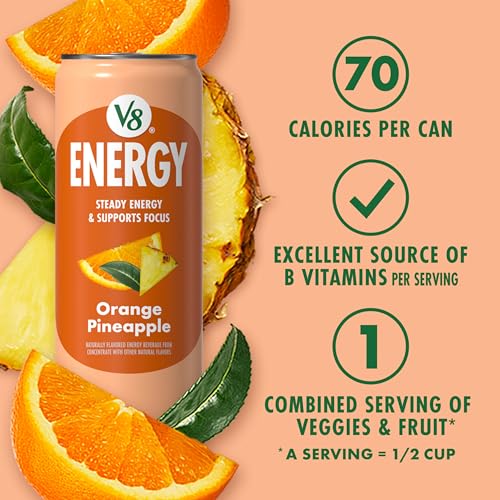 Image of V8 Energy Orange Pineapple Energy Drink, 11.5 fl oz Can (12 Pack)