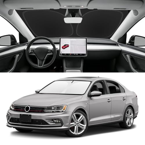 SLOGENTO Custom Fit Windshield Sun Shade for VW Jetta 2011-2018, Blocks UV & Heat, Front Window...