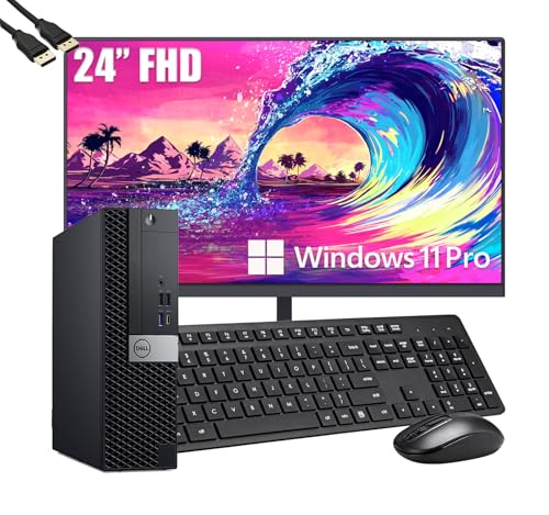 Image of Dell OptiPlex 7050 SFF Desktop Computer PC with 24 inch FHD Monitor, Intel Core i5-6500, 16 GB RAM, 512 GB SSD, Keyboard & Mouse, Windows 11 Pro (Renewed)