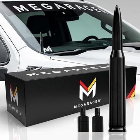 Black 50 Cal Bullet Antenna Silverado 1500 GMC Sierra 1999-2024 Year | Truck Bullet Antenna | for Truck Antenna Chevy Silverado | Antenna Bullet for Truck | Antenas para Carro | Small Short 5.5 Inch Cover