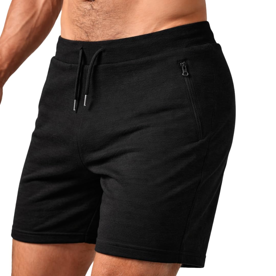 Roanhorse Men’s 100% Merino Wool Training Shorts – 5" Inseam – Athletic Fit – Plastic-Free Contact, Breathable