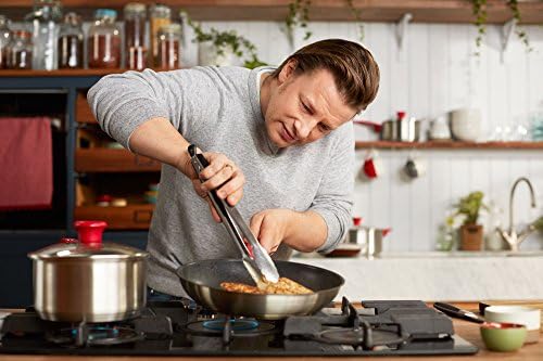 Tefal Jamie Oliver H801S5 mainstream and pot set 5 pieces pan with non-stick coating starter set, stainless steel, red