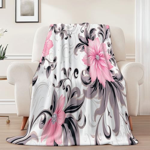 Couverture en flanelle moelleuse chaude rose gris 220x240