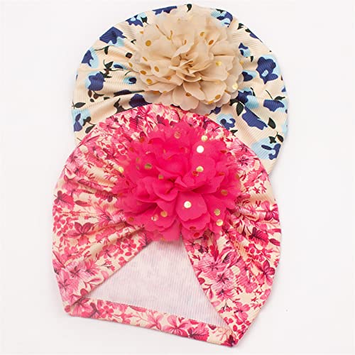 Baby Hat Toddler Infant Baby Boys Girls Ribbed Floral Flower Cap Beaniess Knotted Elastics Baby Girl (E, One Size) #TOP1