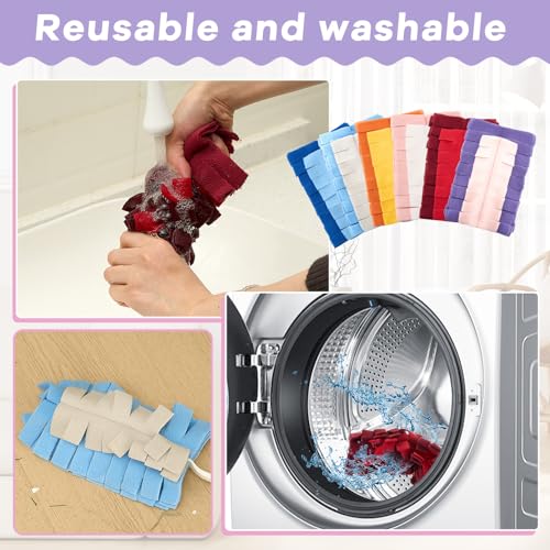 Image of Zubebe 12 Pcs Reusable Duster Refills Fleece,Colorful | Soft Polyester Fiber Flat Duster Refill Multi Surface Washable Cleaning Pad Tools for Home, Blinds, Car, Pet, Furniture, Fans