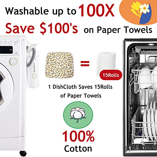 Sujude CYMJ Reusable Paper Towels Swedish Dish Washable - 15 Pack Cotton Pulp Reusable Napkins Alternative Eco Friendly Thick And Strong Cloth Paper Towels Roll thumb #5