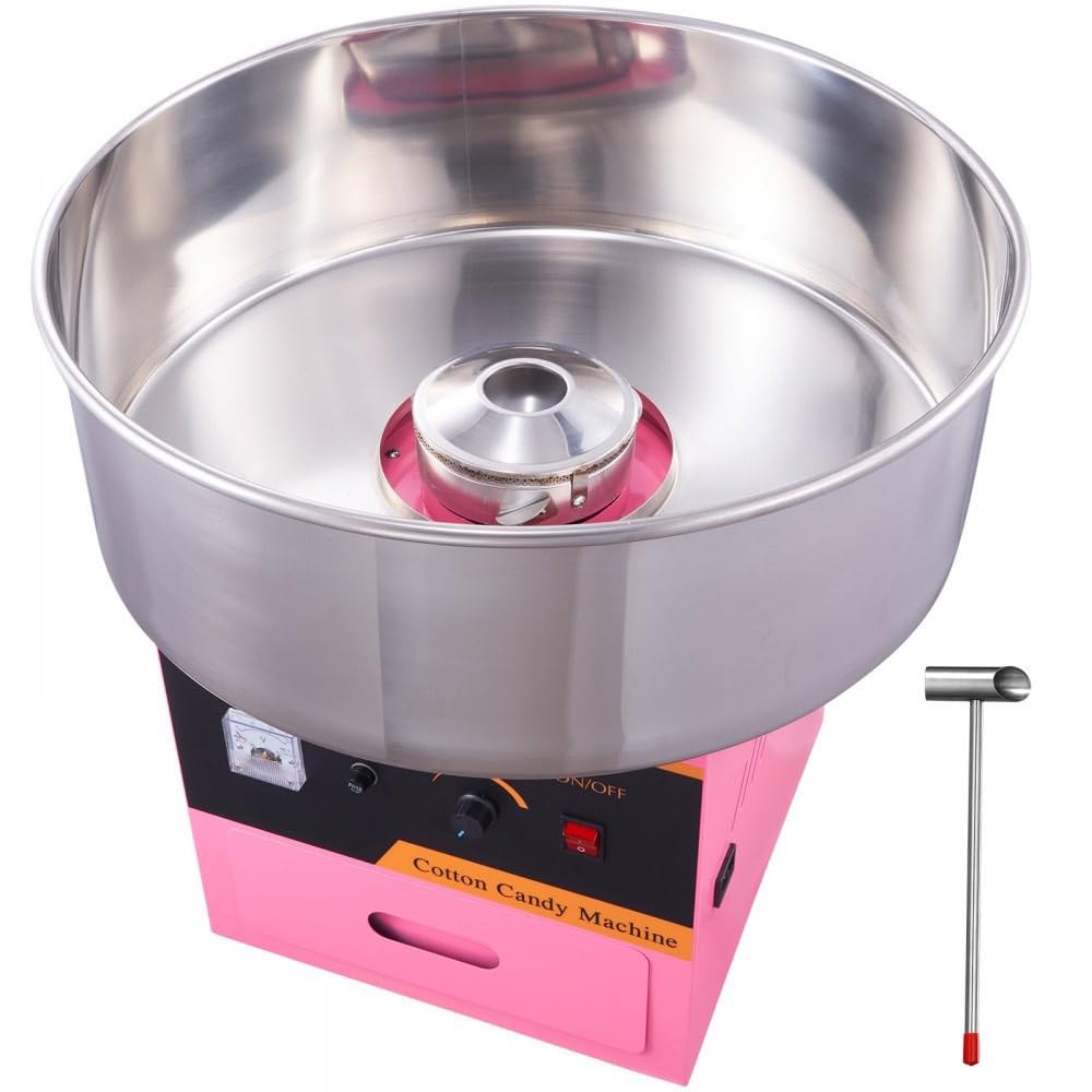Commercial Electric Cotton Candy Machine with Stainless Steel Bowl, Sugar Scoop, and Drawer - Perfect for Home Kids Birthday and Family Party - Pink Candy Floss Maker