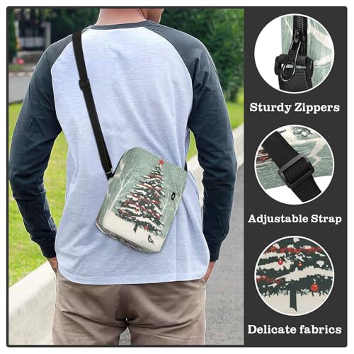 MCHIVER Small Messenger Bag Snowy Christmas Tree Green Crossbody Bag for Men Women Fanny Packs Purse for Office Concert4