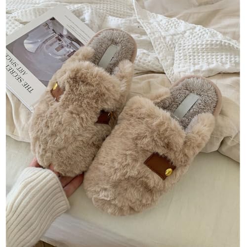 Women's Fuzzy Slippers All Over Plush Lady’s Comfy Densely Long-haired Scuff Closed-Toe Warm Cozy Fluffy Indoor Bedroom3