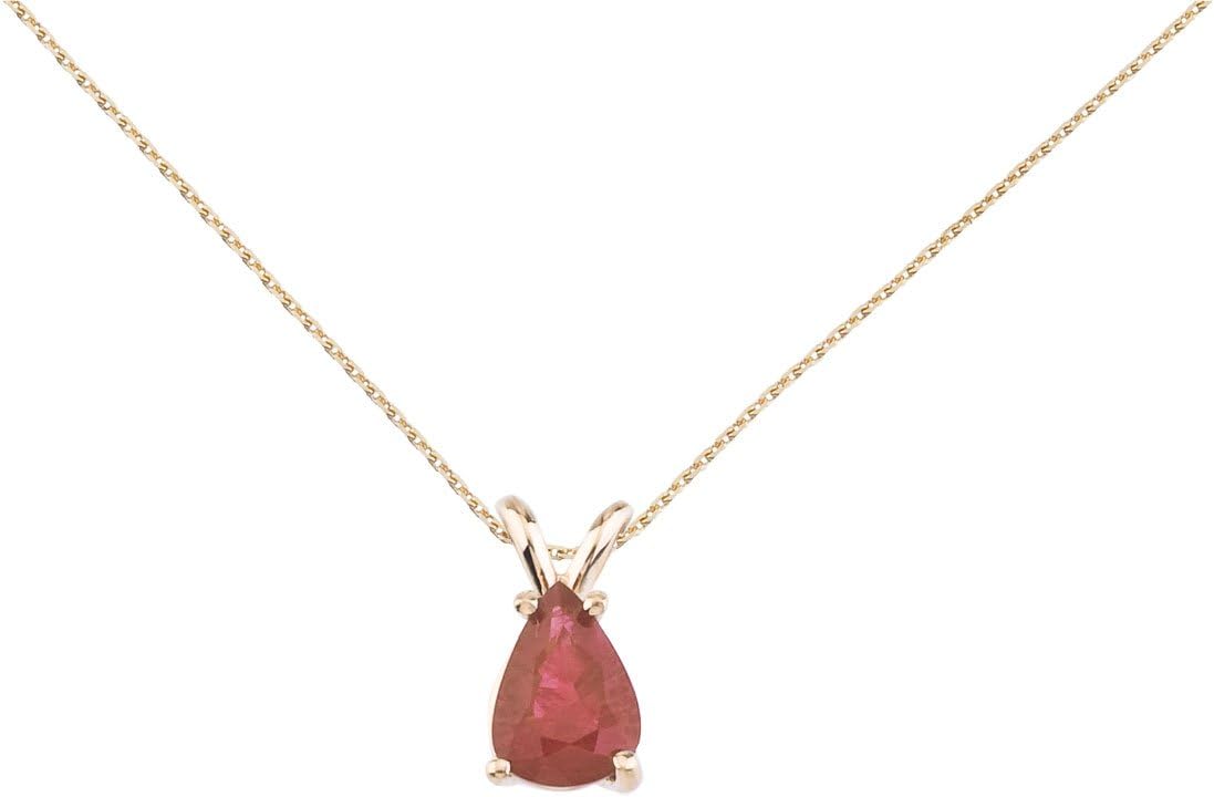 14k Yellow Gold Pear Shaped Ruby Pendant with 18" Chain and Gift Box