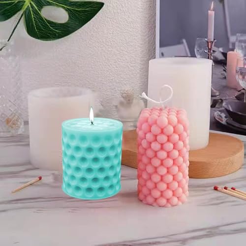 Navani Cylinder Candle Molds,3D Bubble Candle Molds， Super Easy To Demold Pillar Silicone Molds For Candle Making，Food Grade Silicone Bubble Candle Mold For Diy Handmade Soap, Candle, Cake Baking #TOP5