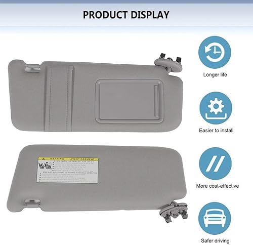 Miniatura 4 de AUTOMUTO Compatible con Toyota 2006-2011 para Camry gris derecho del lado del pasajero del lado del pasajero Asamblea del parabrisas del parasol