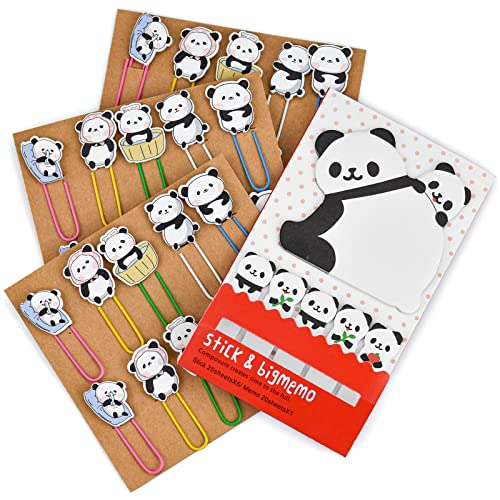 Xiumeso 30 pezzi segnalibri con graffetta Panda, 3...