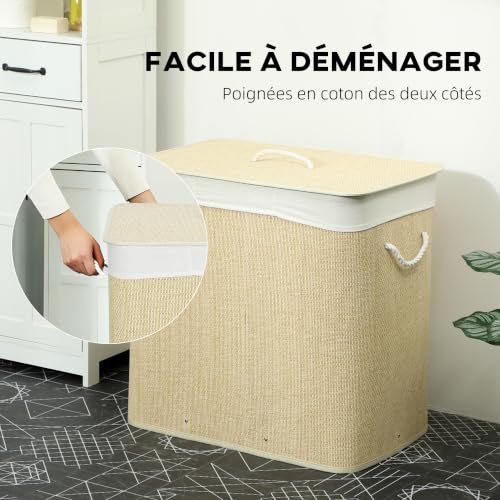 Panier à linge avec couvercle et sac lavable pour trier sans effort