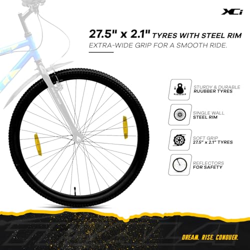 Image of XCi Thala Mountain Bicycle /Bike, 27.5-Inch Tires, Single Speed, Rigid Suspension, V-Brakes, Youth 12+ Years, 17-Inch Ultra Light Steel Frame, Blue Green