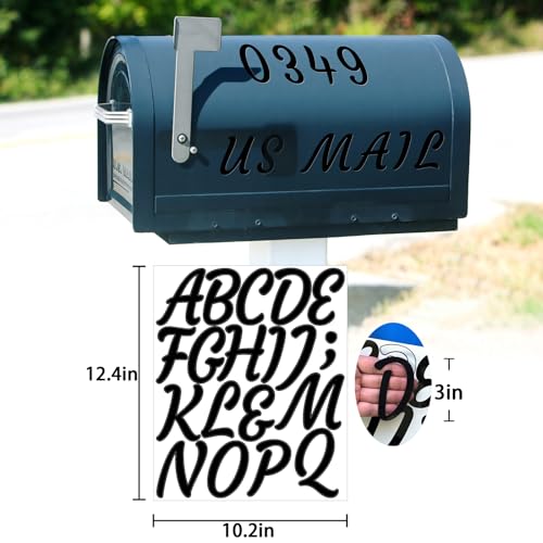 Image of 336 Pieces 16 Sheets Letter Stickers,Self Adhesive Waterproof Mailbox Numbers Stickers,Alphabet Decals for DIY,Bulletin Board,Window,Door,Sign,Bike,Car,Laptop,Scrapbook(Black, 3 Inch)