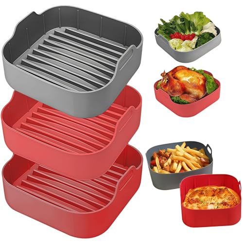 Consejos para Comprar Marcos para microondas favoritos de las personas. 48 Newgoal 3PCS Moldes de Silicona para Air Fryer - Antiadherentes, Reutilizables - Accesorios para Freidora de Aire, Horno y Microondas - Compatible con Todas las Marcas