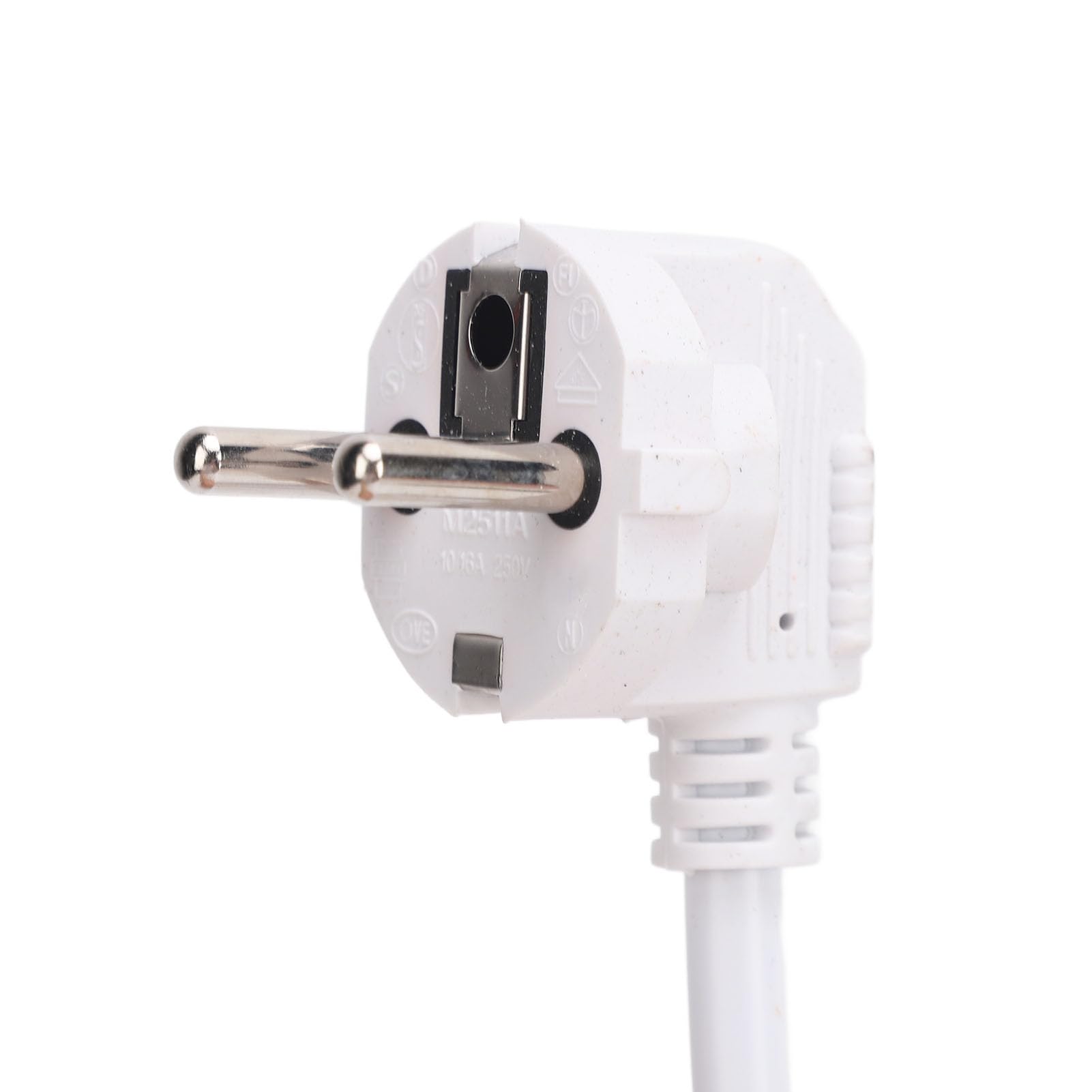Regleta Europea con Toma de Corriente, Alargador de Enchufe con 3 Tomas, 4 USB y 1 USB C, Interruptor de Sobrecarga, Montaje en Pared, Cable de 2m, para Oficina, Dormitorio, (White)