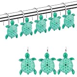 Sea Turtle Shower Curtain Hooks Rings,12PCS Metal rustproof Shower Curtain Hangers,Cute Bathroom Acc