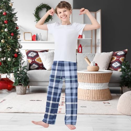 Boy's Pants Tartan Plaid Checkered Jogger Pants Elastic Waist Long Bottoms Trousers with Pockets 6-14 Years2