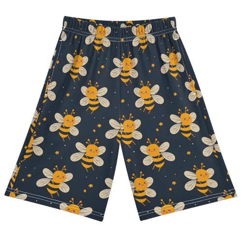 ALAZA Honey Bee Star Pajama Shorts Sleep Shorts Pant Lounge Pajama Bottoms Elastic Waist with Pockets